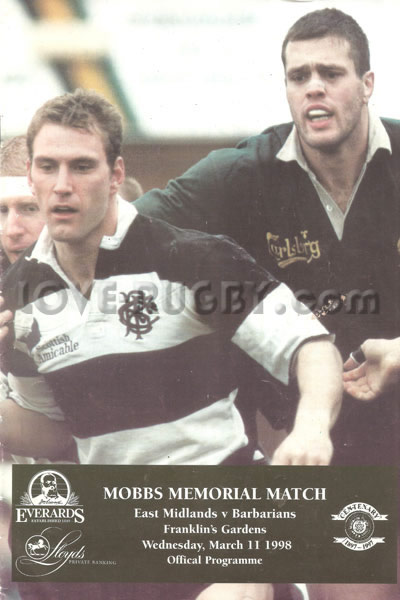 1998 East Midlands v Barbarians  Rugby Programme